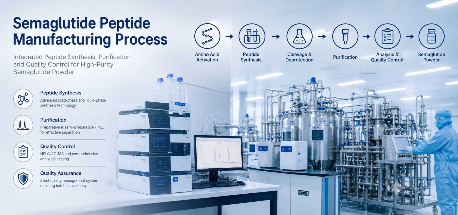 Semaglutide peptide synthesis and manufacturing process