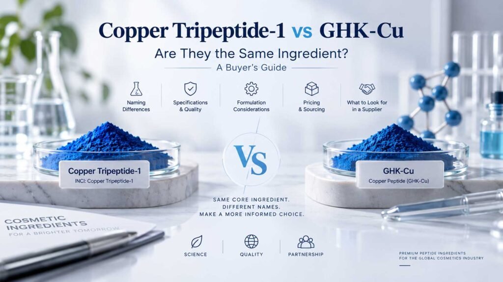Copper Tripeptide-1 vs GHK-Cu comparison for cosmetic ingredient buyers