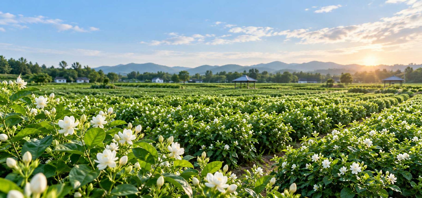 Jasminum sambac flower cultivation for traceable natural jasmine oil production
